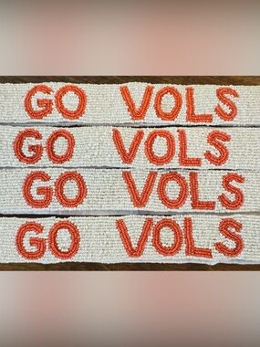 Hand Beaded White Go Vols Game Day Purse Strap, Gold Hardware